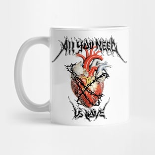 Realistic heart with barbed wire and tribal quote All you need is love Mug